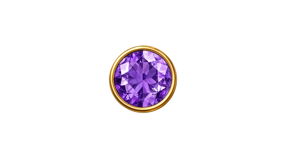 Landmark 1 marker: a round purple gem in a gold setting
