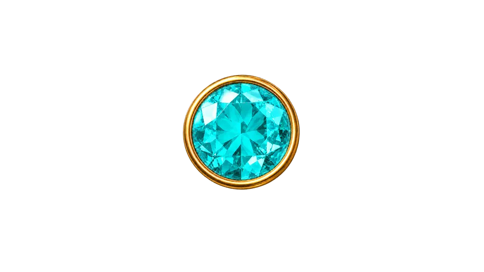 Landmark 2 marker: a round teal gem in a gold setting