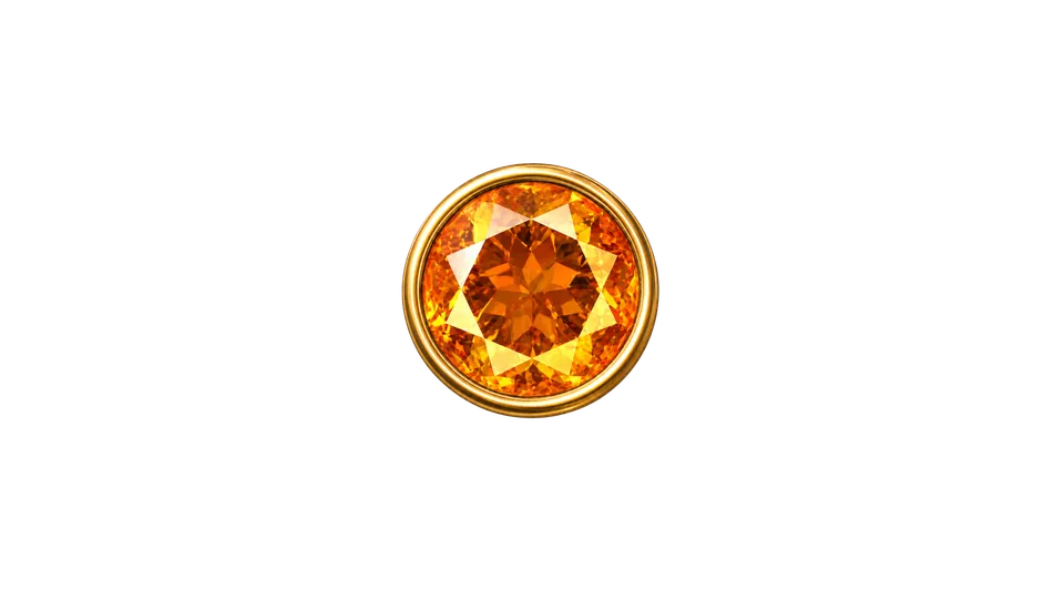 Landmark 5 marker: a round amber gem in a gold setting